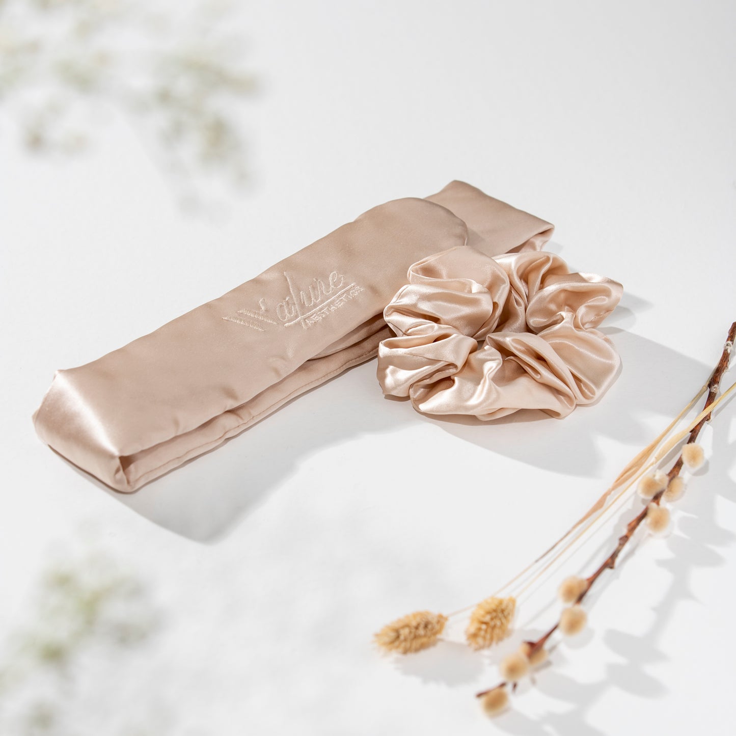 100% Mulberry Silk Hairband & Scrunchie – Self-Care Beauty Set