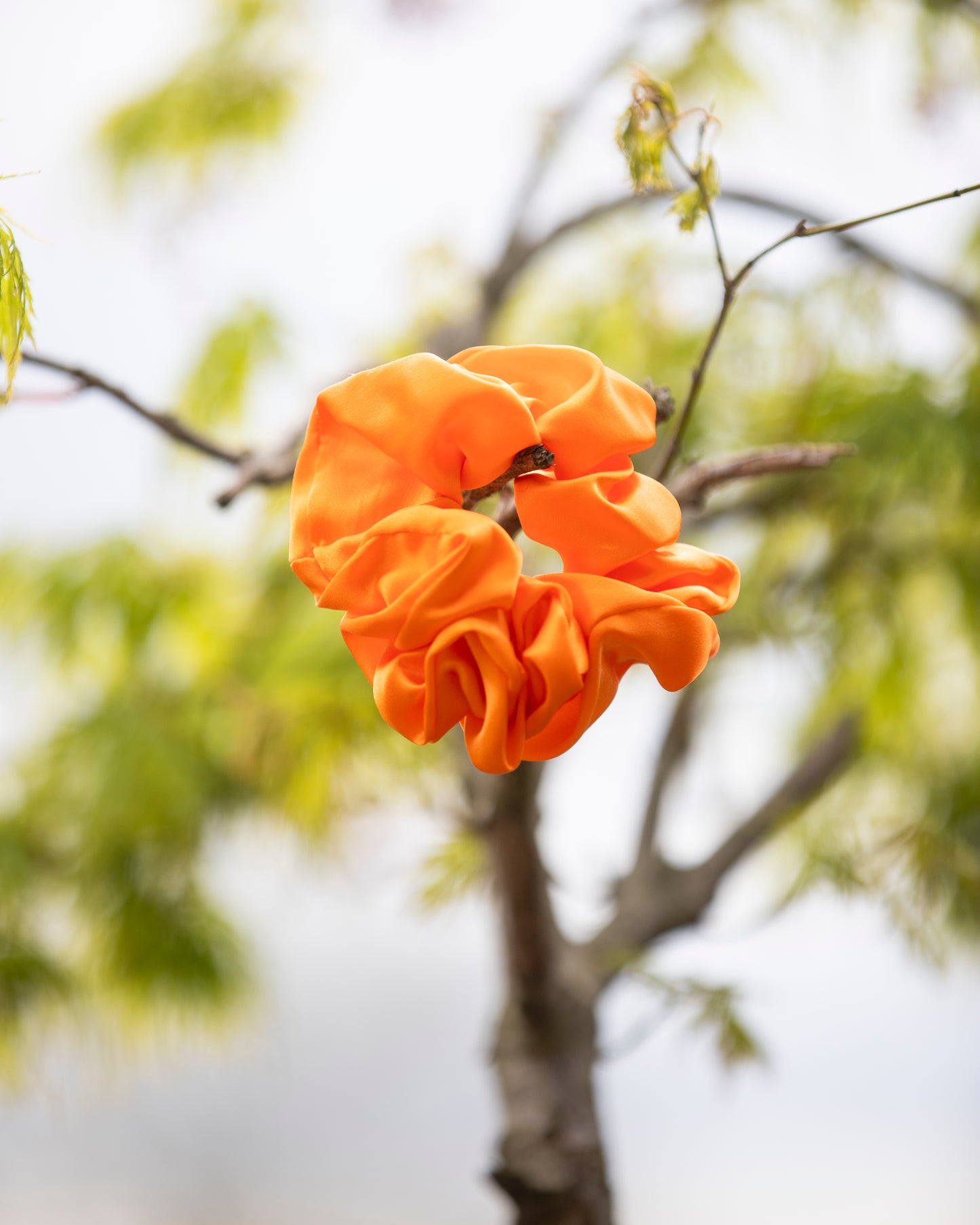 100% mulberry silk scrunchie set – 3x Orange shades